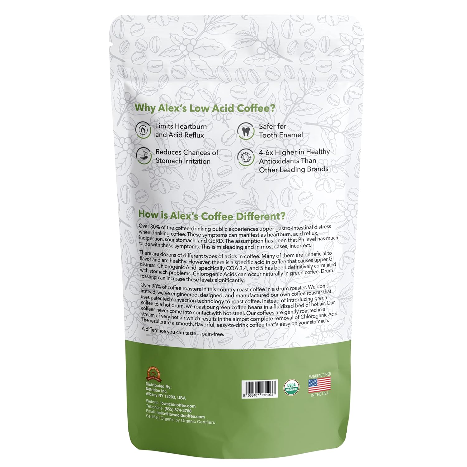 Alex's Low Acid Organic Coffee 12oz Bag - Rise and Shine Fresh Ground (Pack of 2)