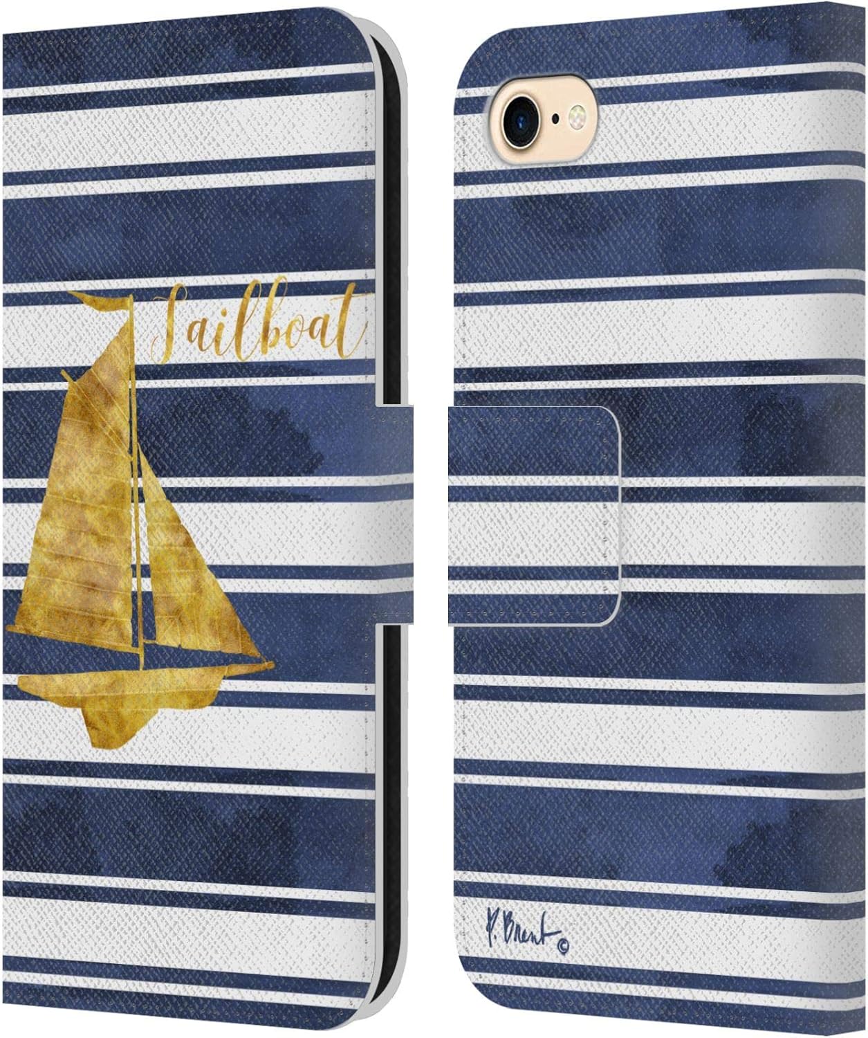 Head Case Designs Officially Licensed Paul Brent Sailboat Nautical Leather Wallet Case Compatible with Apple iPhone 7/8 / SE 2020 & 2022