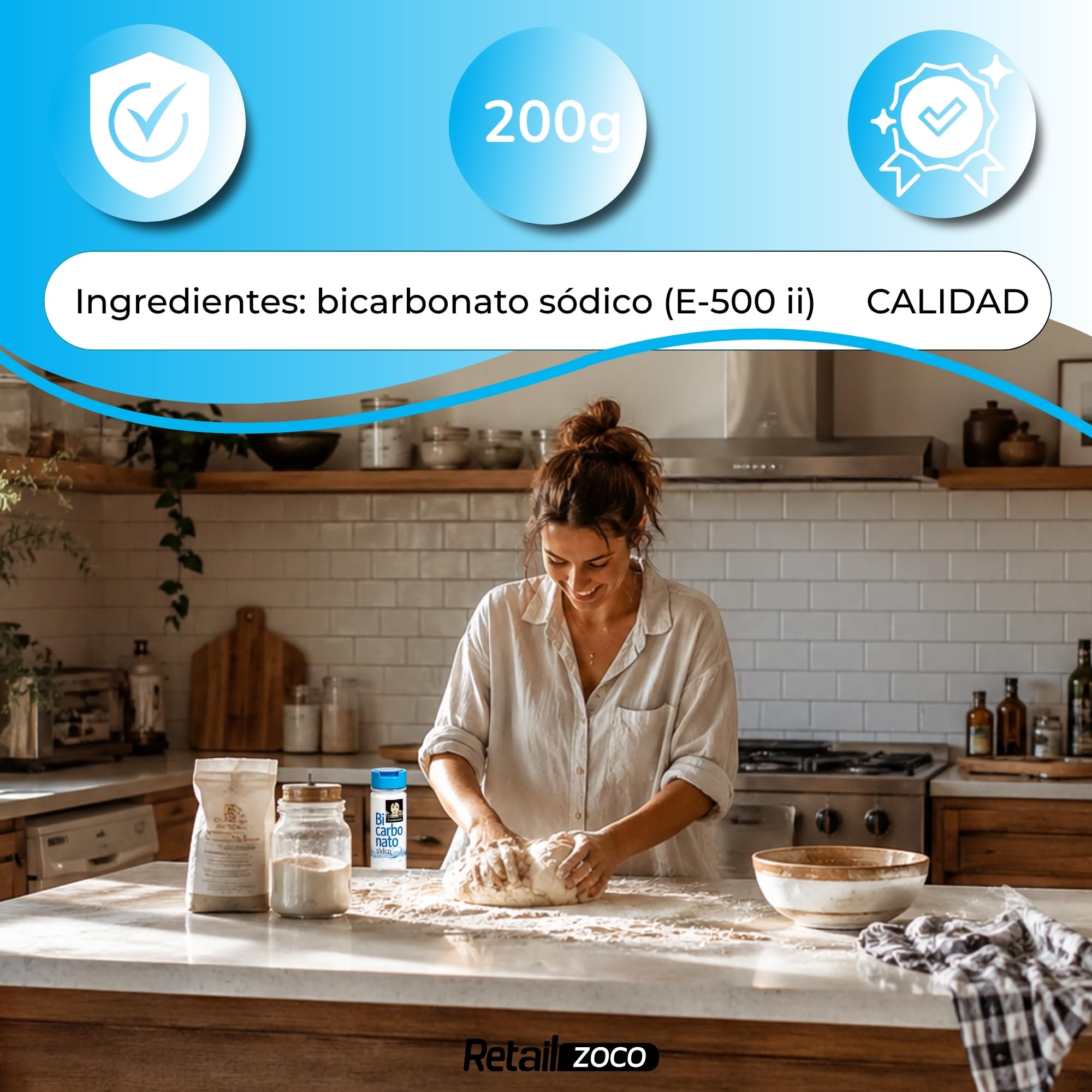 Bicarbonato de sodio alimenticio 200 g x 2 unidades