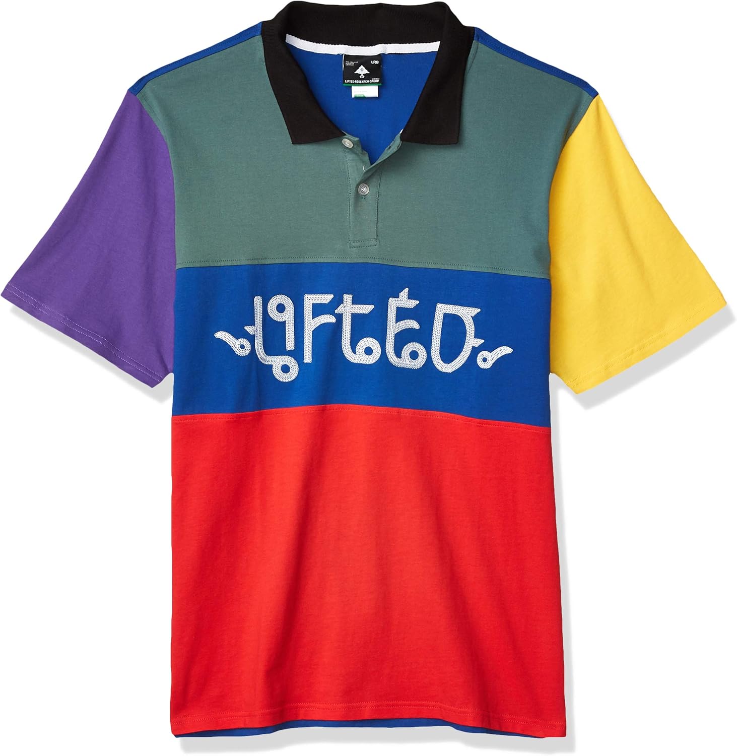 LRG Lifted Research Group Men's Color Blocking Sanskrit Polo Shirt