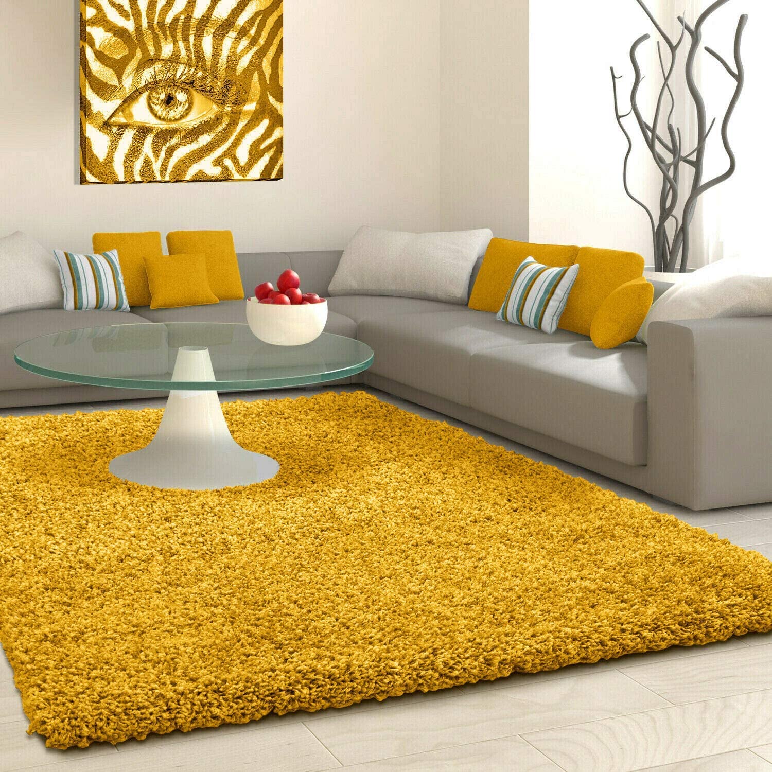 Naim Carpets Handmade Microfiber Cozy Super Soft & Plush Fluffy Shaggy Carpets with 2" inch Thickness (3x5 Feet) Color Gold (B095SZ4NC5) Amazon Price History, Amazon Price Tracker