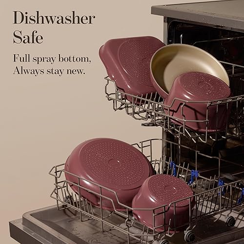 Miniatura 6 de CAROTE Sartenes antiadherentes reforzados con titanio, juego de 2 piezas con tapas, sartén antiadherente con mango desmontable, PFOS, sin PFOA,