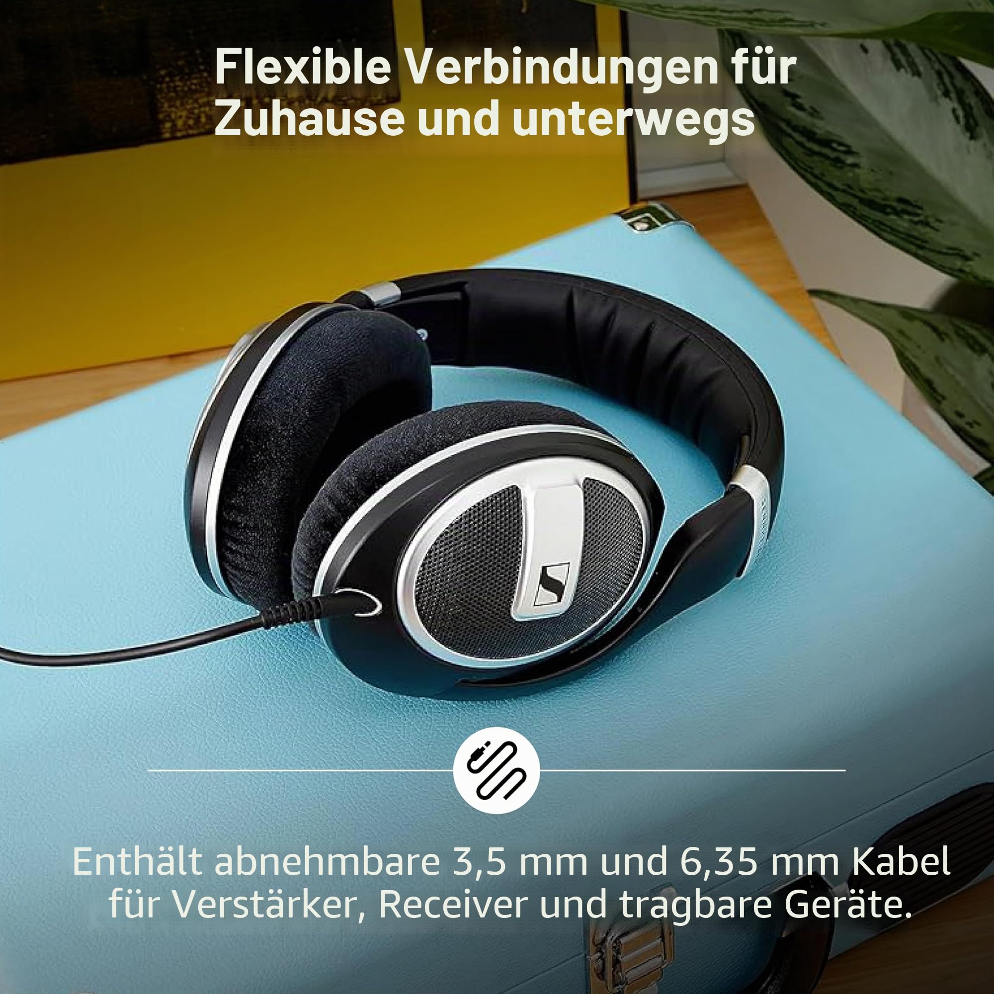 Sennheiser HD 599 SE – Offene Kopfhörer mit Premium-Design, natürlich ausbalanciertem Klang und hohem Kopfhörer mit Kabel für Musik, Gaming, Schule und Arbeit, Schwarz