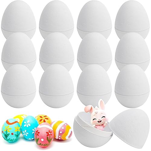 Watayo 12 Pcs DIY Paper Mache Easter Eggs, 3 Inch