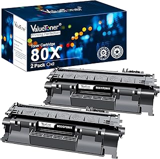 Valuetoner 80X High Yield Compatible Toner Cartridge Replacement for HP CF280X CF280A 80X 80A 05A CE505A to use with HP Laserjet Pro 400 M401dn M401dne M401n MFP M425dn M425dw P2055DN Printer, 2 Black