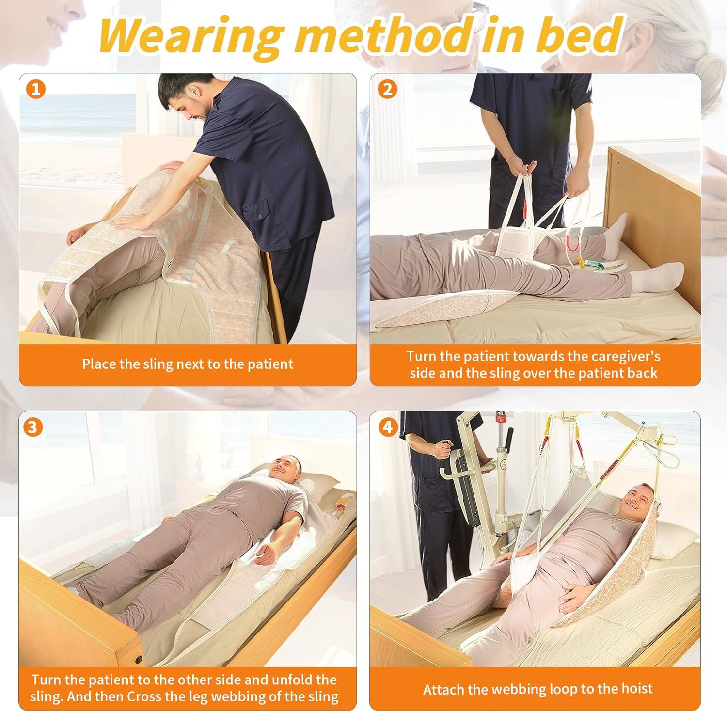 Patient Lift Sling with High Back,Patient Divided Leg U Sling for Transfer,Positioning or Lifting with Warm & Caring Patterns-SWL 500LBS (Bright Forest Blossom Pattern, Large)