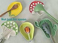 Vista 8 de Soporte de cuchara de cerámica para la parte superior de la estufa, soporte de cuchara de hongo para encimera de cocina, soporte de cuchara de Verde