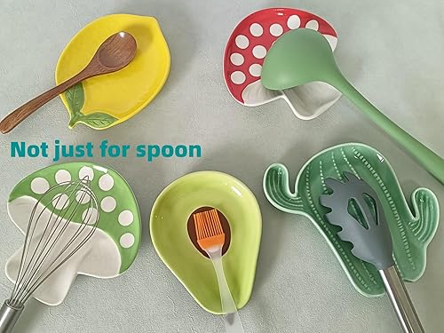 Miniatura 8 de Lindo soporte para cuchara y soporte de cerámica para la parte superior de la estufa, soporte para cuchara de café y cocina en forma de hongo para