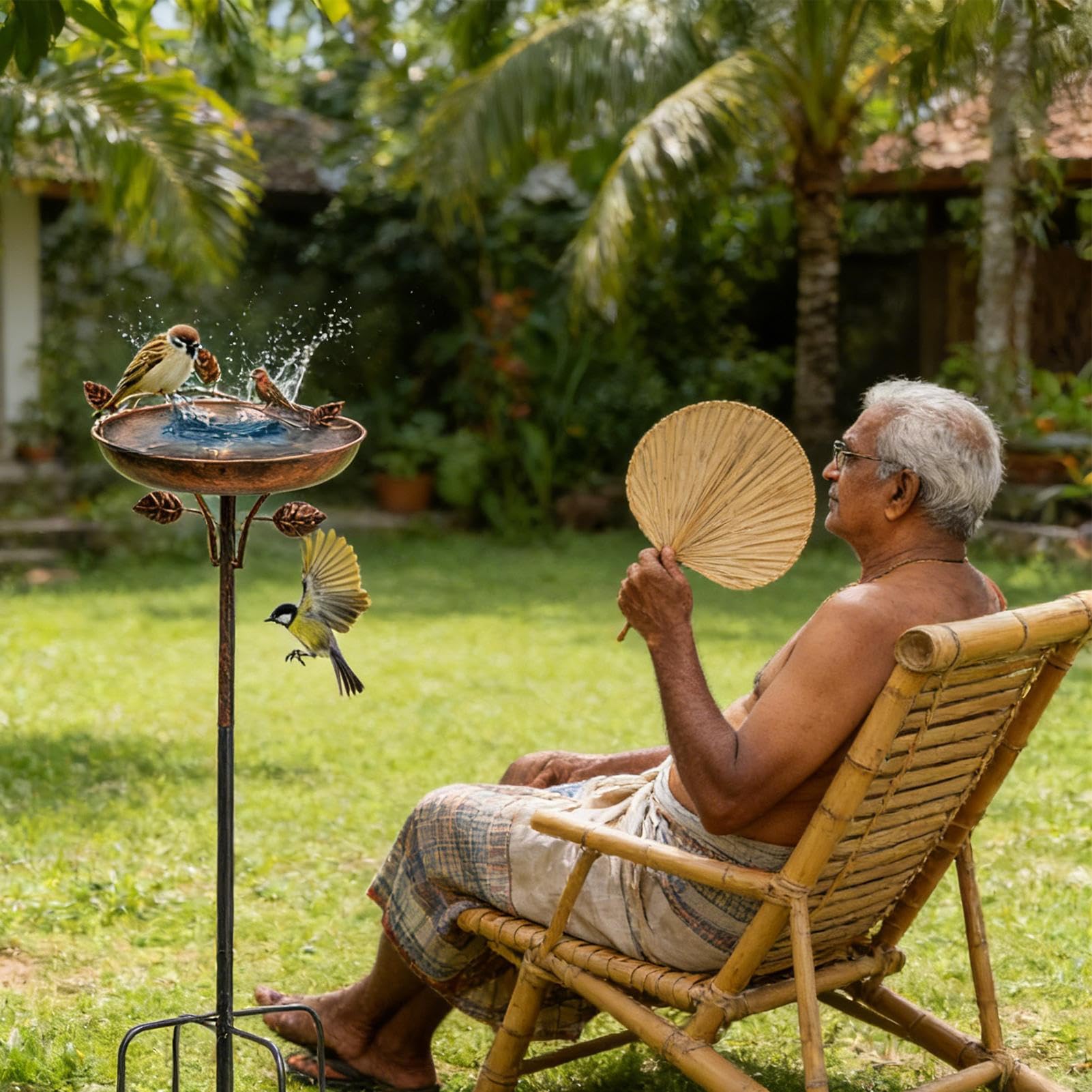 Kąpiel Dla Ptaków Na Zewnątrz 104 Cm Wysokie Metalowe Poidło Dla Ptaków | Karmniki Dla Ptaków Do Ogrodu, Balkonu, Podłoża, Rabaty, Trawnika I Parku