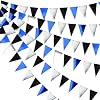 30Ft Navy Blue Silver Black Bunting Banner Party Decorations Royal Blue Paper Triangle Flag Pennant for Wedding Birthday Bridal Baby Shower Nautical Ahoy Anchor Pirate Halloween Christmas Party Decor