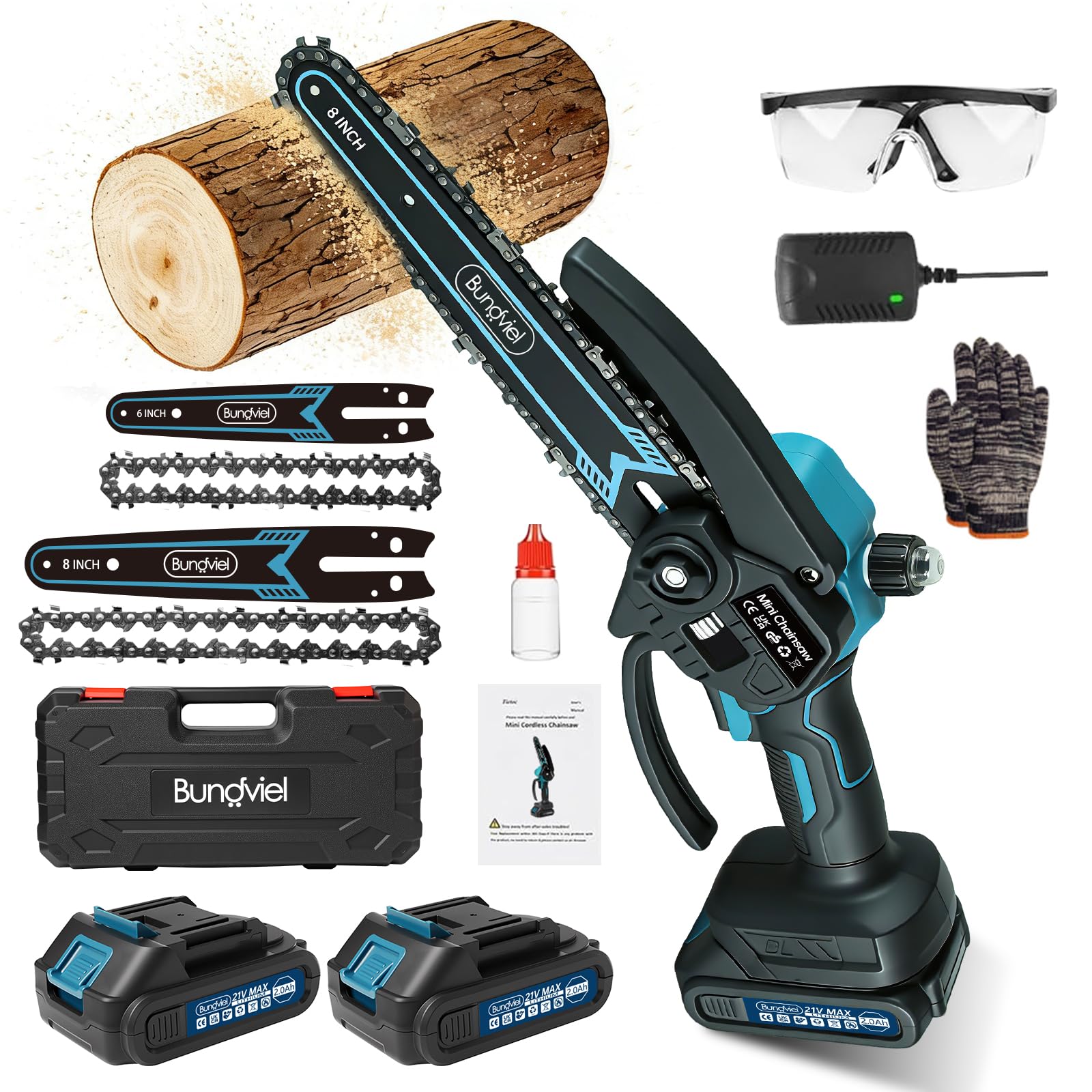 Mini Kettensäge Kompatibel mit Makita 18V Akku, Bürstenloser Motor, 2 x 2000mAh,Akku Kettensäge mit 6 & 8 Zoll,mit Automatischer Öler, Handkettensäge Perfekt für Valentinstag,Vatertag
