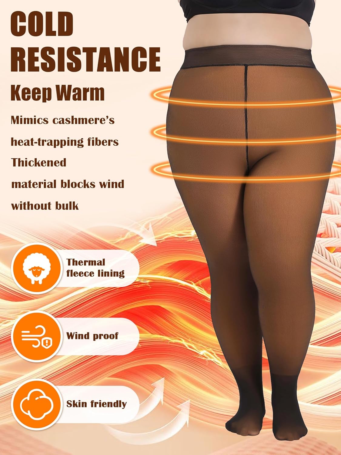 Plus Size Fleece Lined Tights Women Fake Translucent Warm Pantyhose Sheer Thick Thermal Leggings for Winter - Image 3