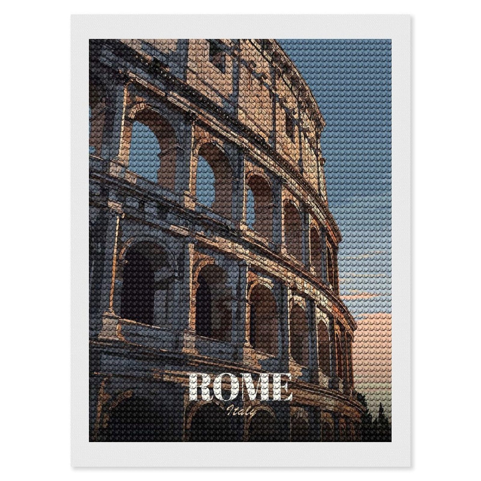Junmoney Colosseum in Rome Diamond Painting Canvas Kit 12"x16", Round Gems, Living Room Decor, Seasonal Gift Choice, Modern Decor