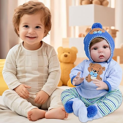 Miniatura 55 de Milidool Muñecas de bebé Reborn de 18 pulgadas, muñeca realista de bebé recién nacido, muñecas de silicona de aspecto real, con accesorios completos