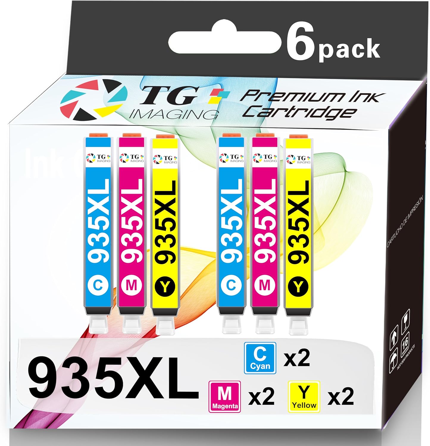 TG Imaging Compatible 935XL Ink Cartridge Replacement for HP Ink 934XL 935 XL for Office Jet 6220 6800 6812 6815 6820 6822 6825 Pro 6230 6830 6835 6836 Printer (2Cyan, 2Magenta, 2Yellow, 6 Pack)