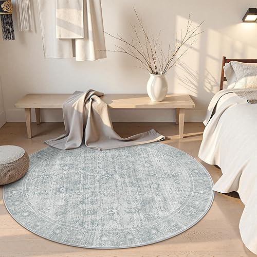 Miniatura 10 de LIVEBOX Alfombra lavable de 8 x 10 pies, grande, estilo bohemio, para sala de estar, alfombra roja vintage para dormitorio, antideslizante, retro,