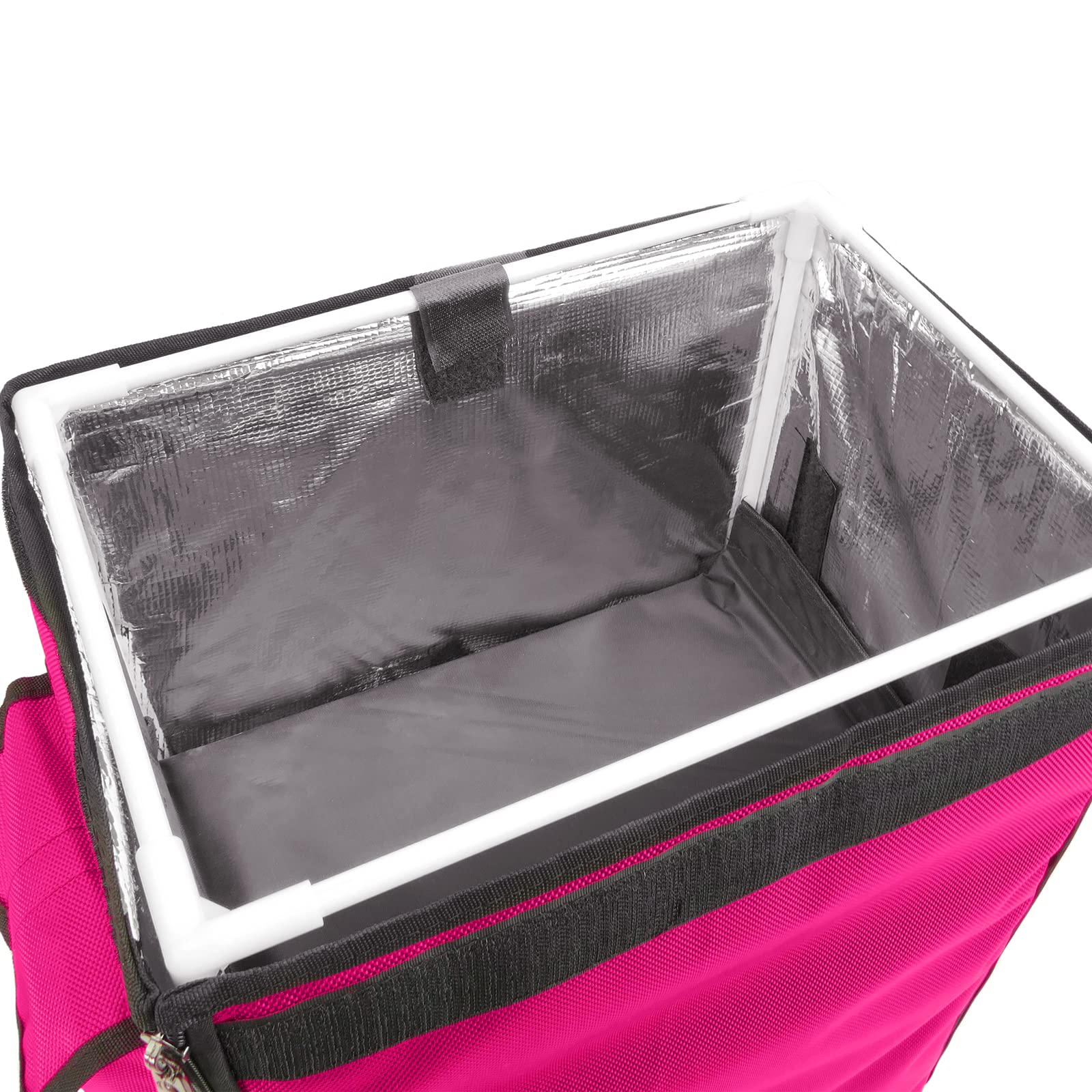 PrimeMatik - Nevera portátil rosa 42 Litros 35x49x25cm, mochila bolsa isotérmica para picnic, camping, playa, entrega de alimentos en moto o bicicleta