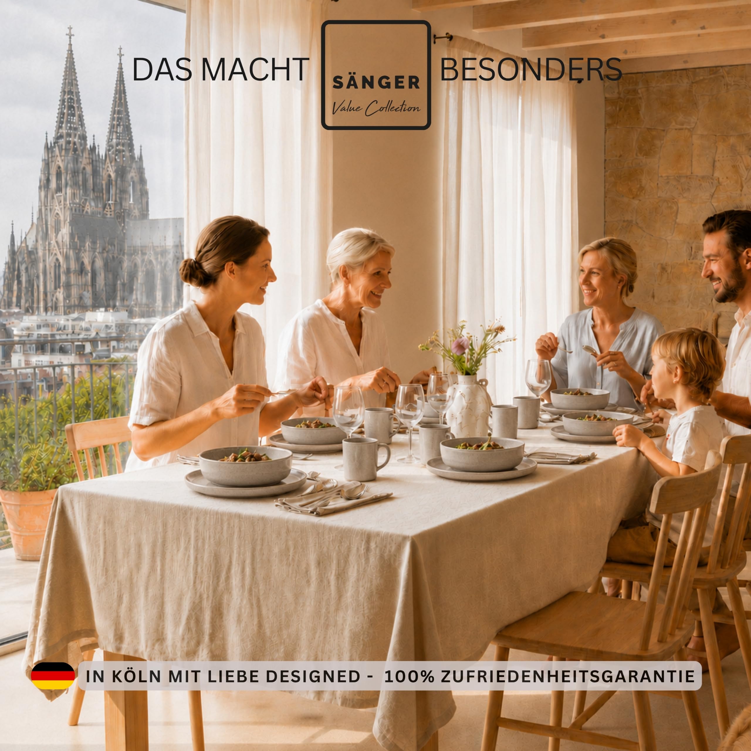 SÄNGER Kairo Clay | Kombiservice 6 Personen, Teller Set Kaffeebecher Pastaschale 30 tlg, Steingut Geschirr Set spülmaschinen- mikrowellen- kratzfest, Geschirrset aus Steingut | VALUE COLLECTION