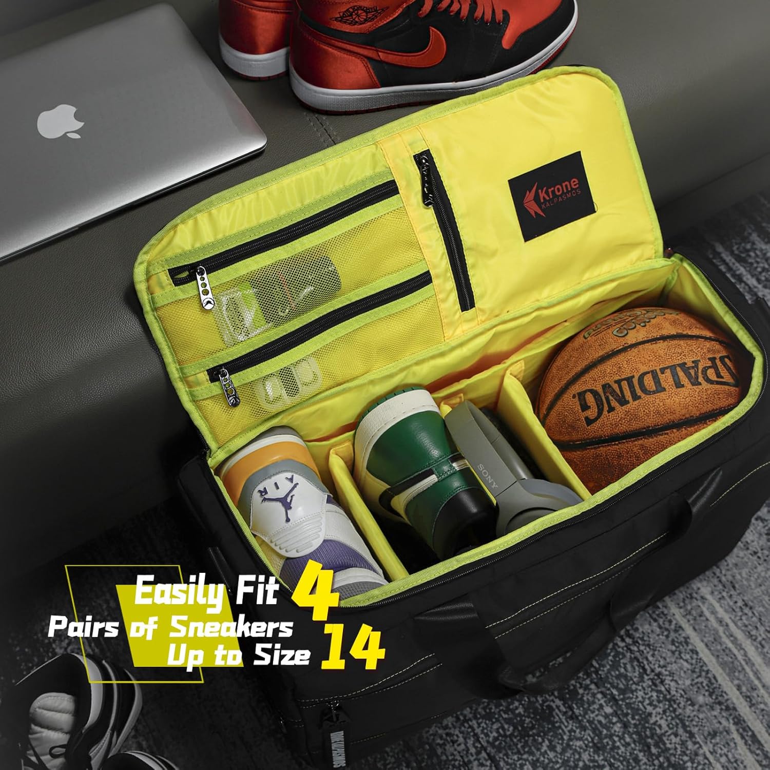 Sneaker Bag for Travel/Sneakerhead gift/Outdoor Sports Bag/Gym Bag /, A Multi-functional Travel Duffel Bag with 3 Adjustable Dividers, & Shoulder Strap,Made of Nylon, by Krone Kalpasmos-classic - Image 2