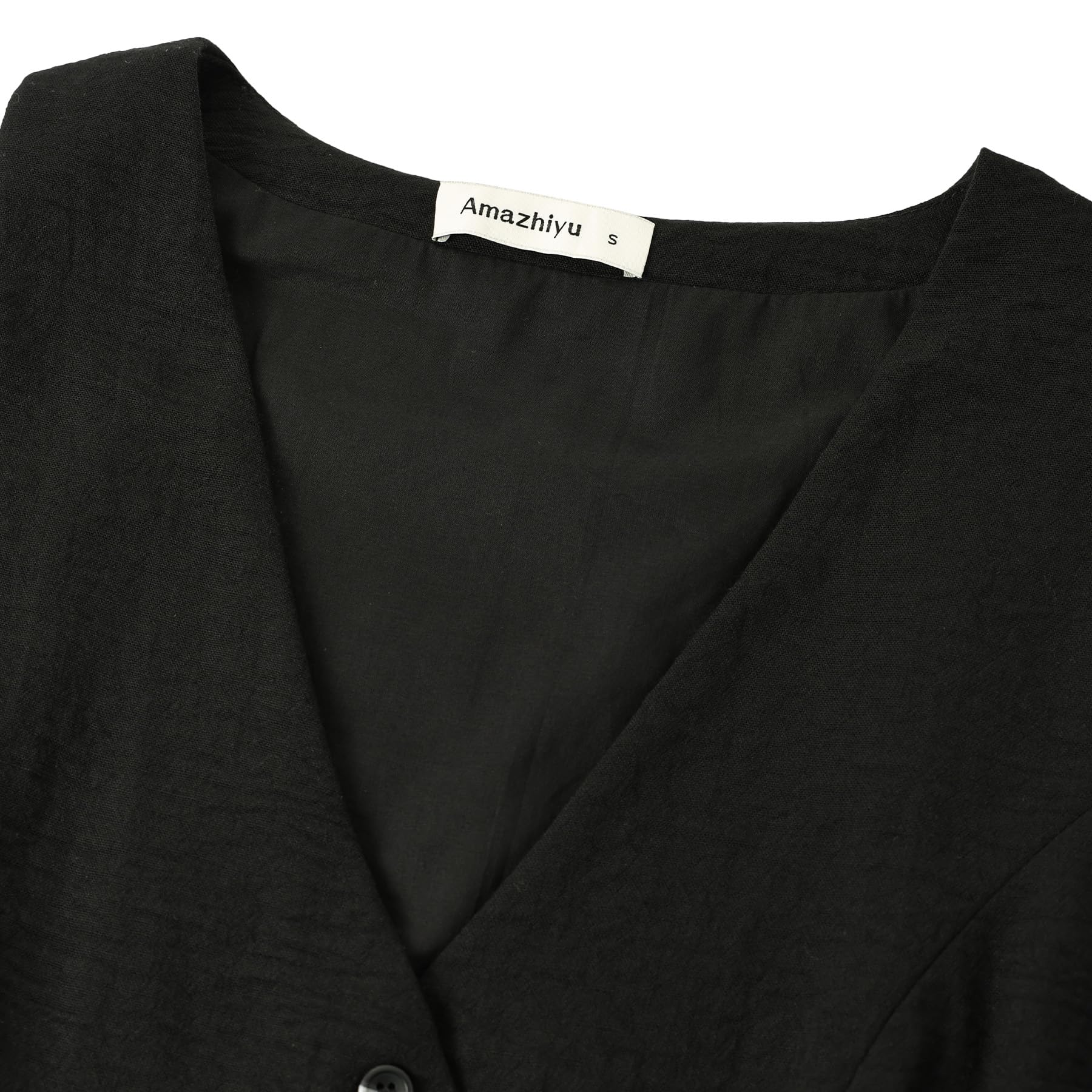 Amazhiyu Gilet da donna in misto lino, senza maniche, con bottoni, scollo a V, top estivo