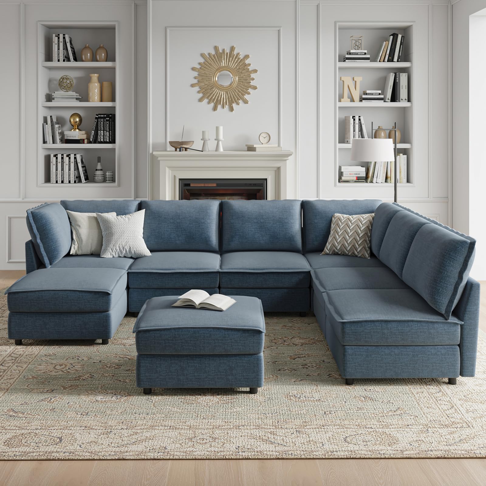 EcoHarbor Modular Sectional Sofa Couch with Storage, Modular Couch Convertible U Shaped Sectional with Storage Ottoman & Deep Seat, Large Sectionals