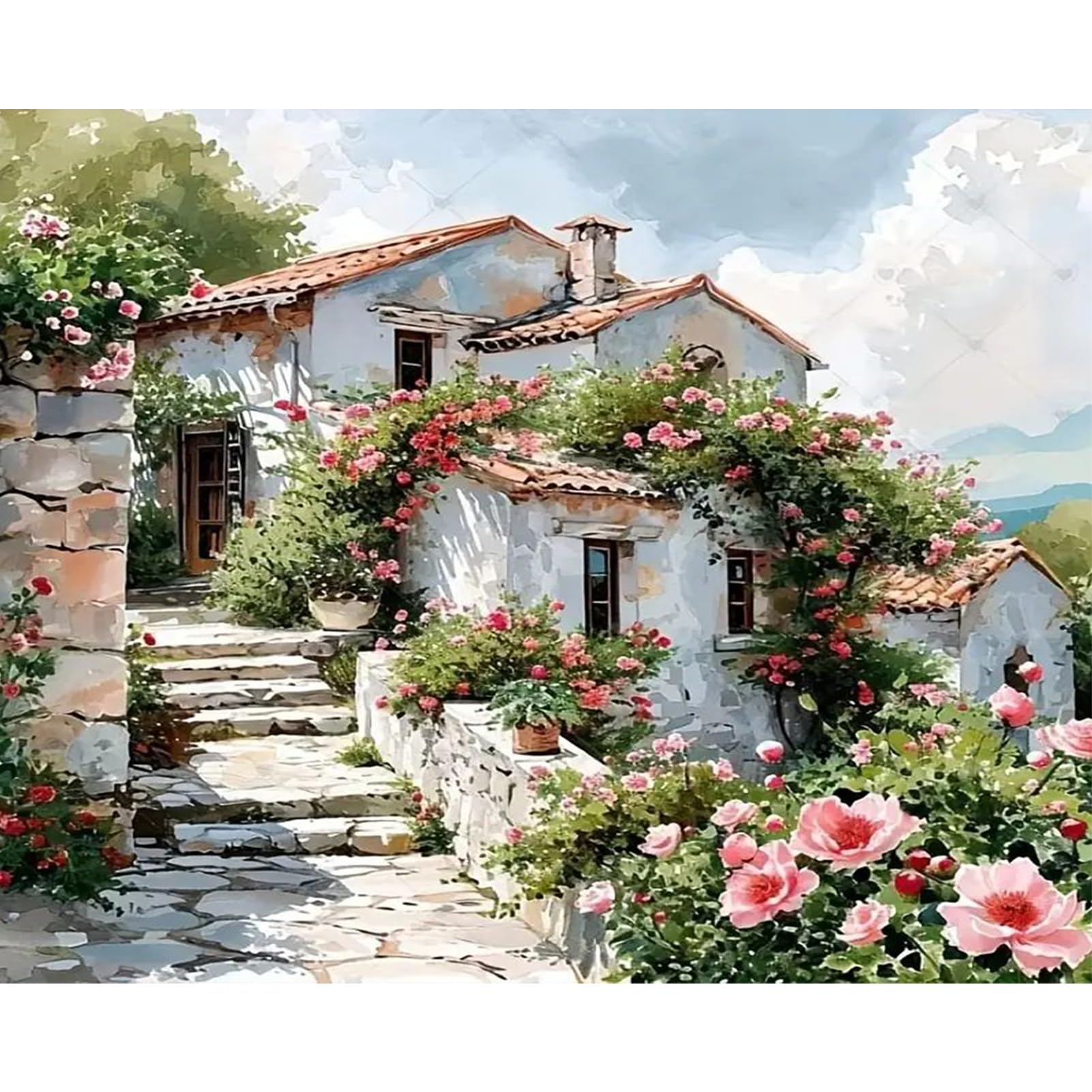 Jatok Amber Paint By Numbers For Adults, Painting Kits For Beginners On Clear Symbols Colored Canvas, Easy Diy Acrylic Pigment Drawing Paintwork For Home Wall Decor, 16X20in Frameless, Countryside