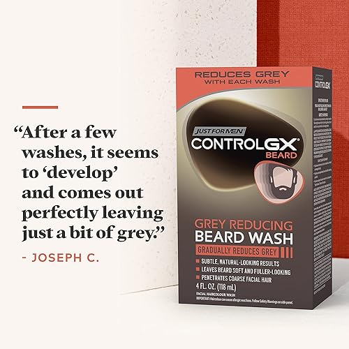 Miniatura 7 de Just for Men Control GX Multipack, champú y acondicionador reductor gris 2 en 1 y lavado de bigote y barba, colorea gradualmente el cabello gris,
