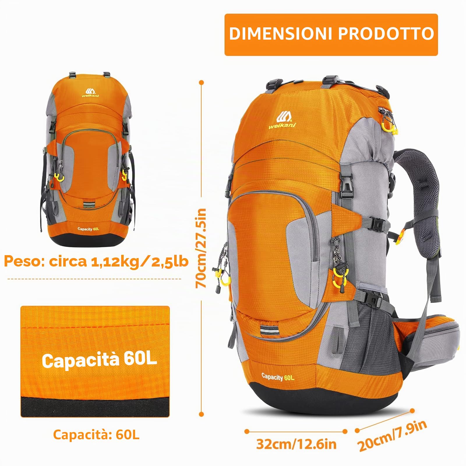 Lixada Zaino da trekking 50 l zaino con custodia di protezione impermeabile ultraleggero per alpinismo arrampicata trekking sport viaggio campeggio