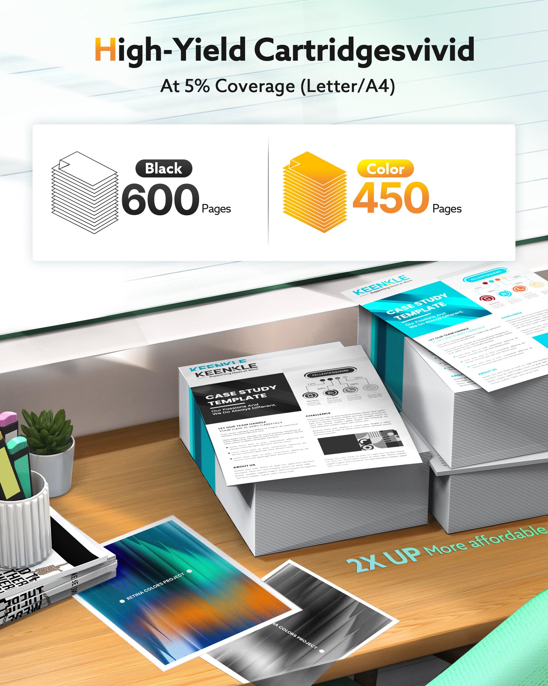 KEENKLE 302XL Cartucce Sostituzione per HP 302 XL Nero e Colore per Envy 4520 4521 4522 per HP Officejet 3830 3834 4650 4651 per DeskJet 1110 2130 2134 3630 3830 3833 (Nero Tri-Colore, 2-Pack)