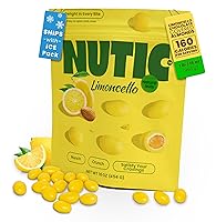 Vista 1 de Nutic Lemoncello - Almendras cubiertas de chocolate, 1 libra, almendras tostadas en chocolate blanco y crema de limón. Sabores cítricos