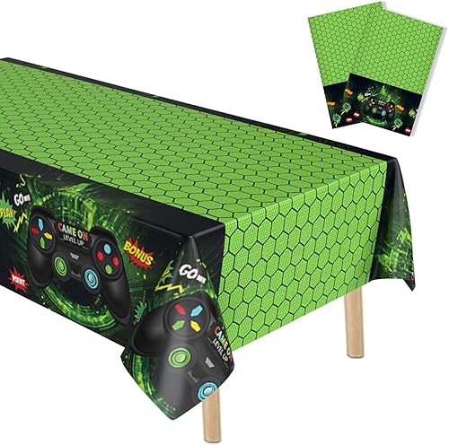 Miniatura 1 de FunHot Fundas de mesa de videojuegos, decoraciones de cumpleaños de videojuegos, 2 piezas de 54 x 108 pulgadas, manteles rectangulares impermeables