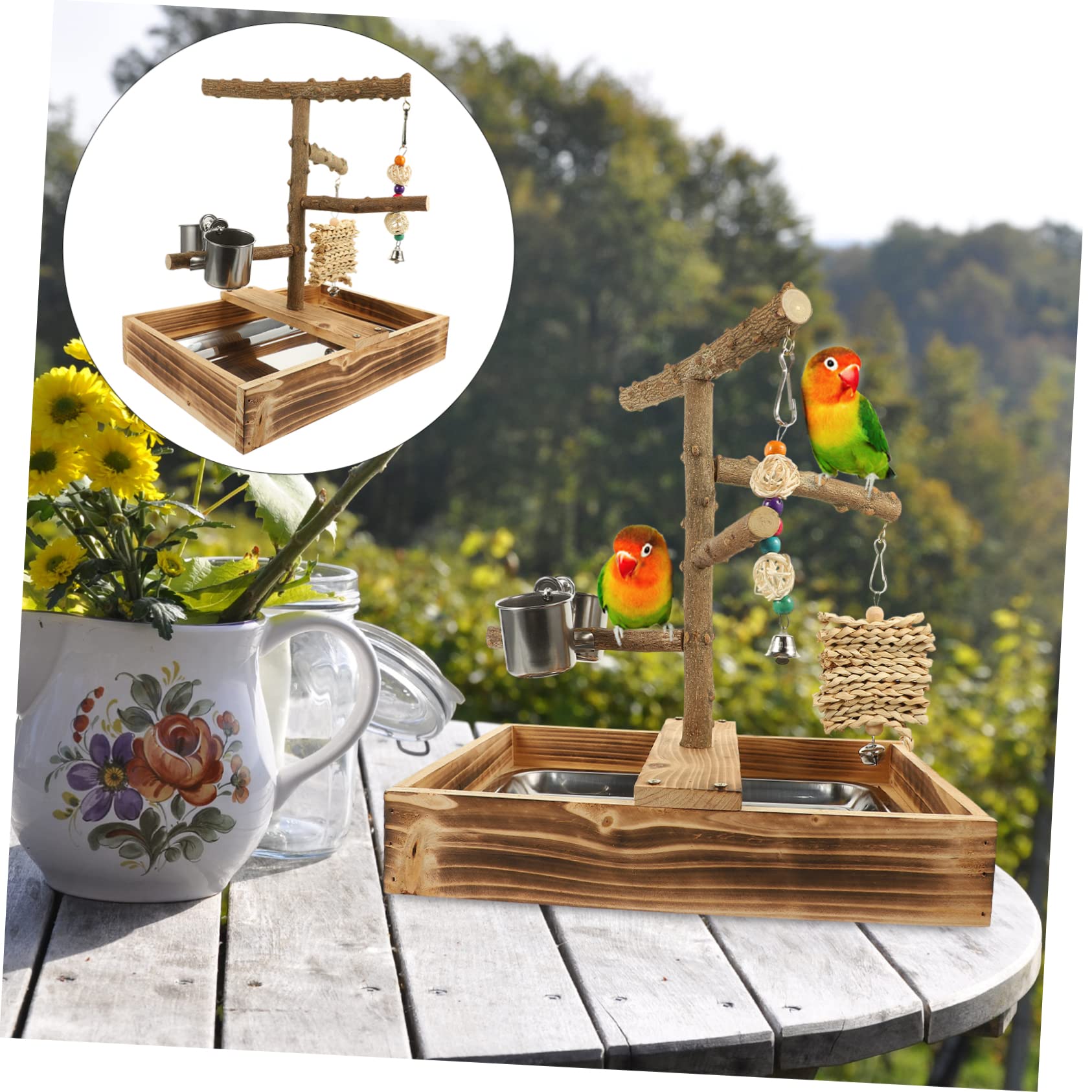 POPETPOP de Entrenamiento de Madera para Pájaros Juguetes para Pájaros para Soporte Monitor Escritorio Madera