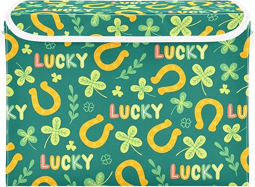 Miniatura 1 de St Patricks Clover Foldable Storage Bins Bags for Clothes Fabric Storage Container Organizers with Reinforced Handle Closet Organizers for Bedroom