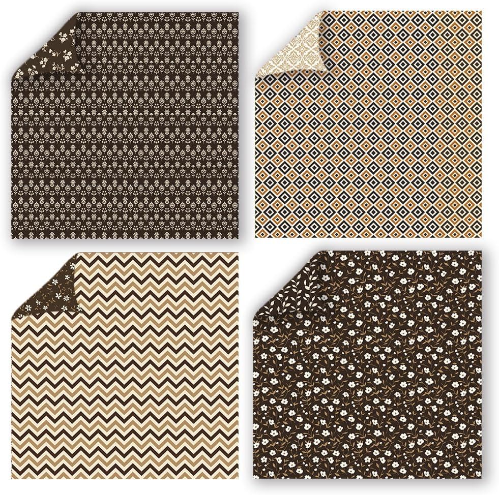 Seal Brown Double Sided Scrapbook Paper 12x12 Inch, 24 Sheets 24 Unique Rustic Patterns, 160gsm Acid Free Vintage Farmhouse Cardstock for Junk Journal, Cardmaking and DIY Crafts image 5