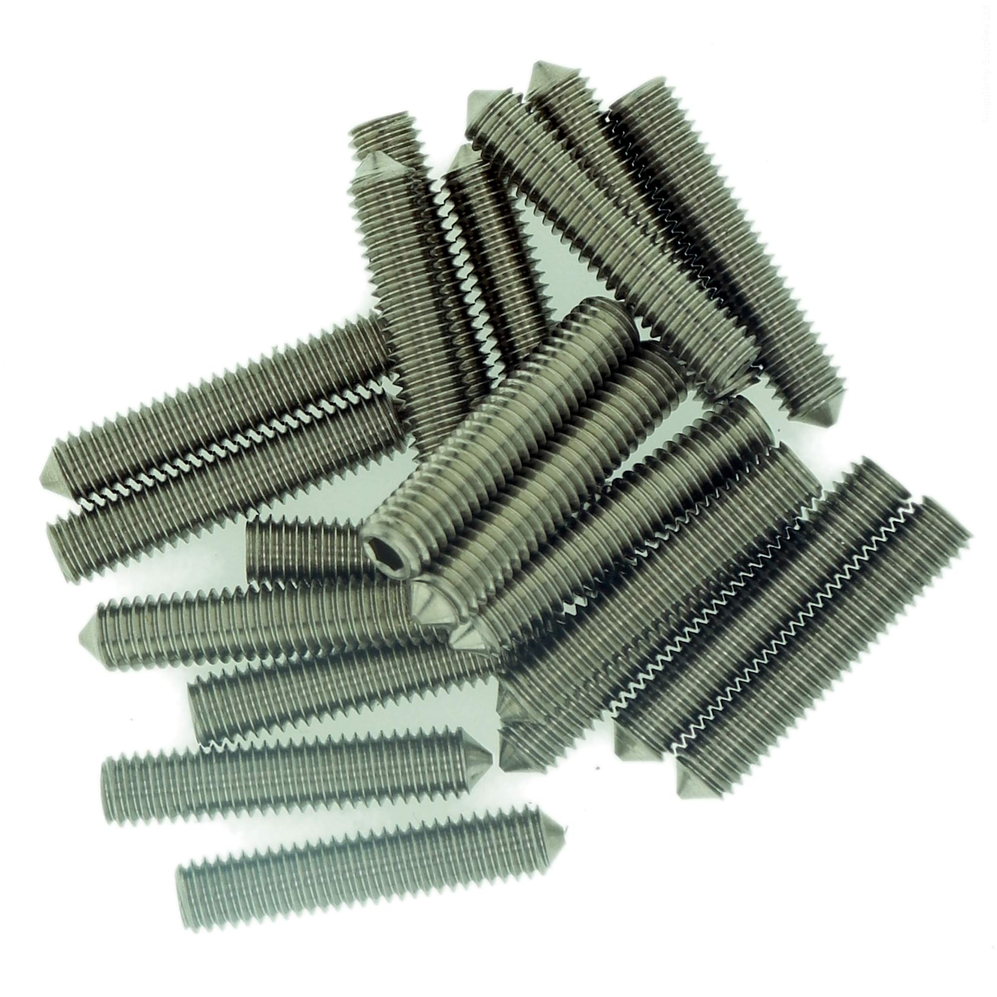 Singularity Supplies M6 (6Mm X 40Mm) Hex Socket Grub Screw (Cone Point) - Stainless Steel (A2) (Pack Of 10)