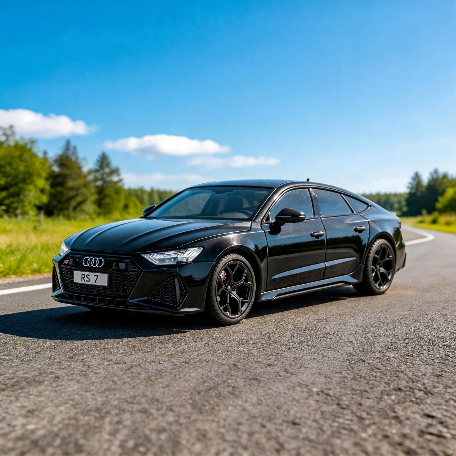 imtfzct 1/24 Supercar RS7 Black Warrior Modellauto, Sound- und Licht-Spielzeugauto mit Pullback-Funktion, Sammlermodell aus legiertem Stahl, Geschenk für Kinder