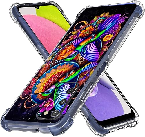 Miniatura 2 de Funda para Galaxy A03S, diseño colorido de mandala de colibrí, protección contra caídas, a prueba de golpes, carcasa protectora de cuerpo completo