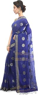 Women’s Cotton Silk Thread Ball Handloom Saree In Green With Zari Border