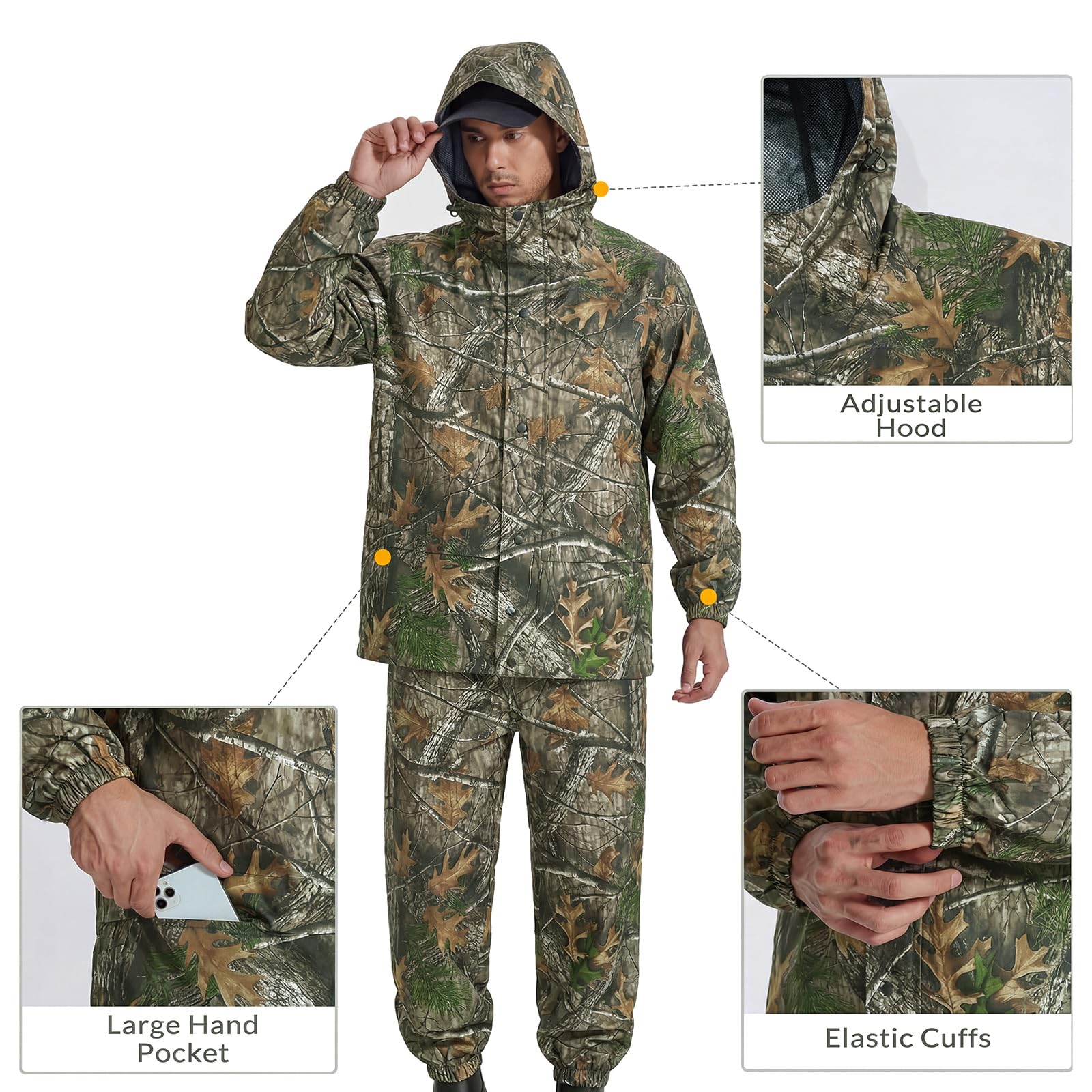LOOGU Poncho de pluie, imperméable à motif camouflage, tapis de sol
