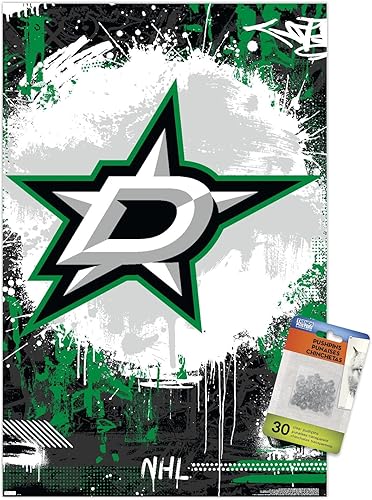 Trends International NHL Dallas Stars - Póster de pared con el logotipo Maximalist 23, 14.72 x 22.37 pulgadas, paquete de póster premium y alfiler