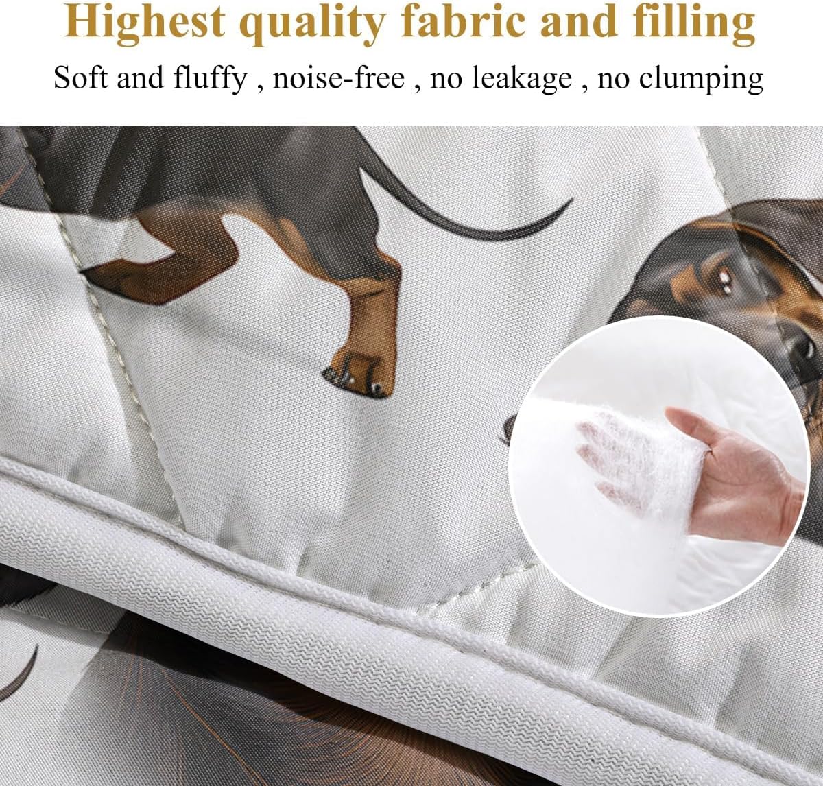 Dachshund Comforter Set for Human, Love Paw Print Dachshunds Soft Quilt Queen Soft Wiener Dog Bedspread Dachshund Stuffed Animal Dachshund Gifts for Women