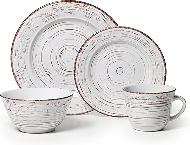 Pfaltzgraff Trellis 16-Piece Dinnerware Set, Distressed White