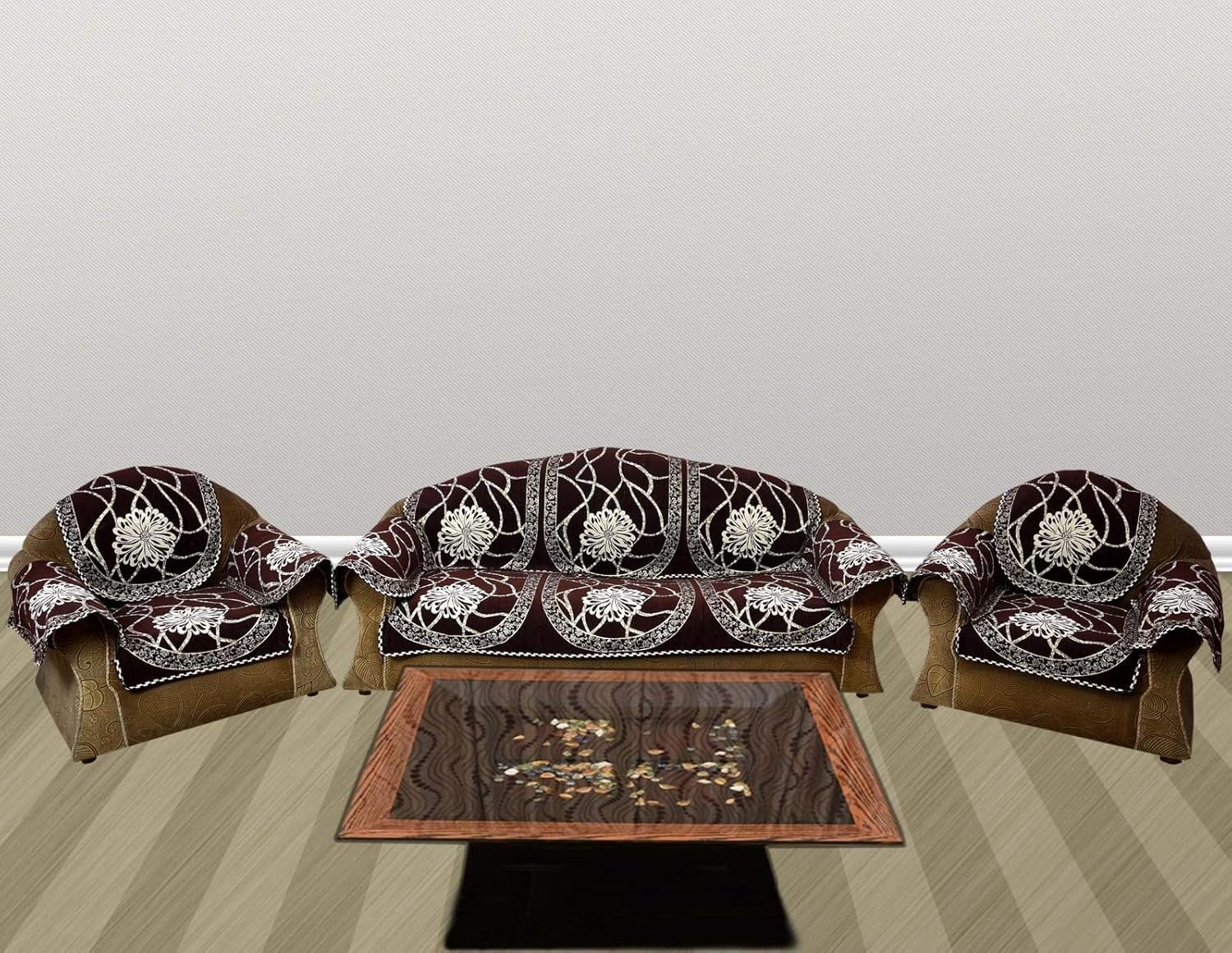 Bhavya 5 Seater Velvet Set of 12 Sofa Cover Set Amazon.in Home & Kitchen