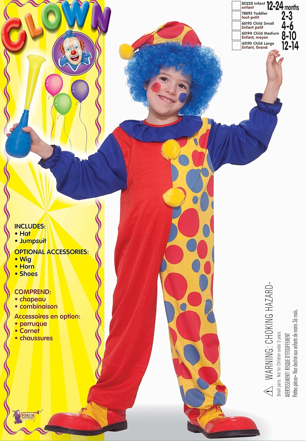 Vista 2 de Disfraz de payaso colorido para bebé de Forum Novelties