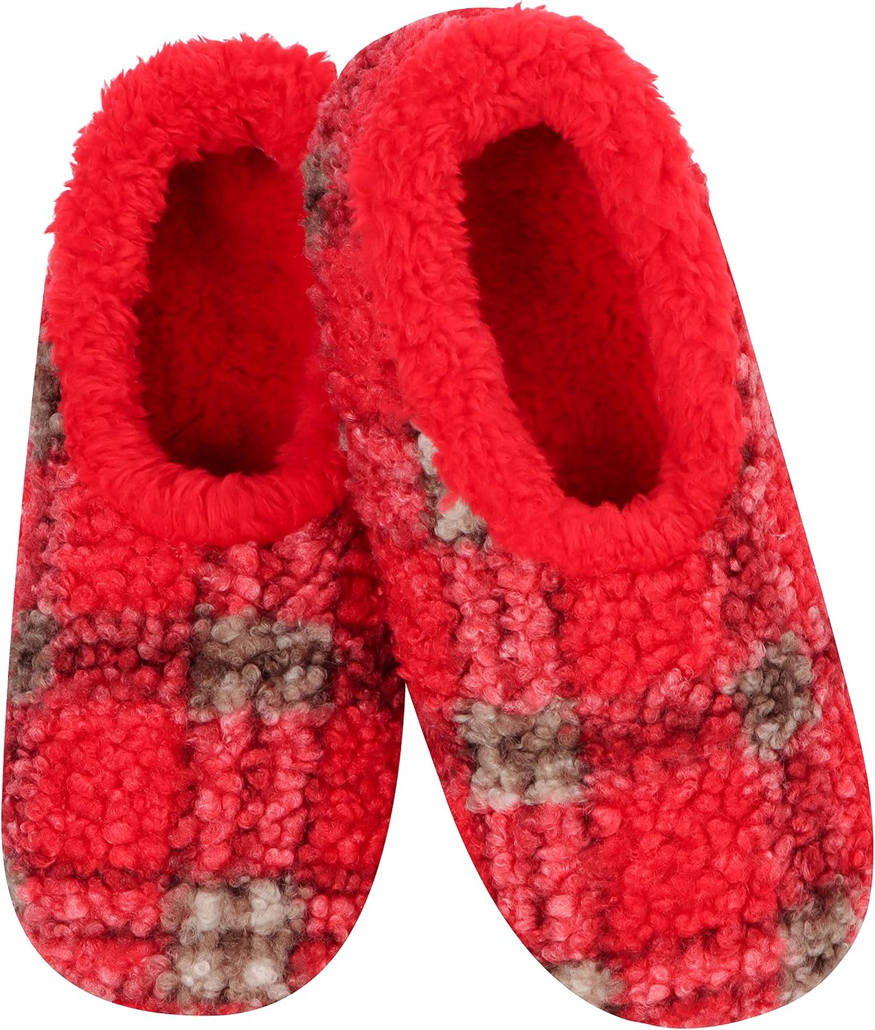 Snoozies Plaid Mens Slippers with Comfy Sherpa Lining, House Slippers for Men, Non-Skid Soft Sole House Shoes, Gifts for Him