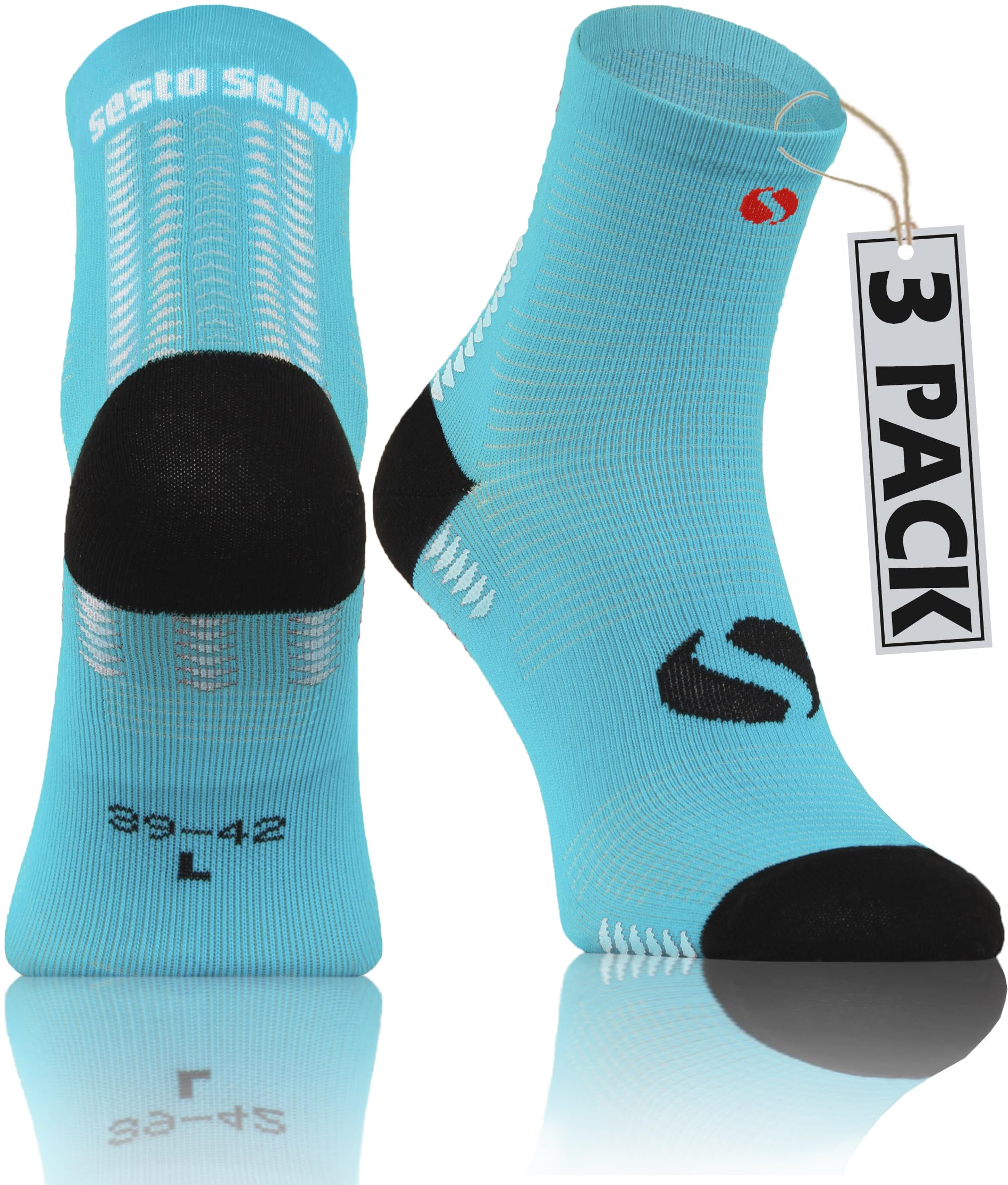 Sesto Senso 3 Pairs Running Quarter Colorful Men Women Sports Socks SKB_01 11-14/43-46 Turquoise