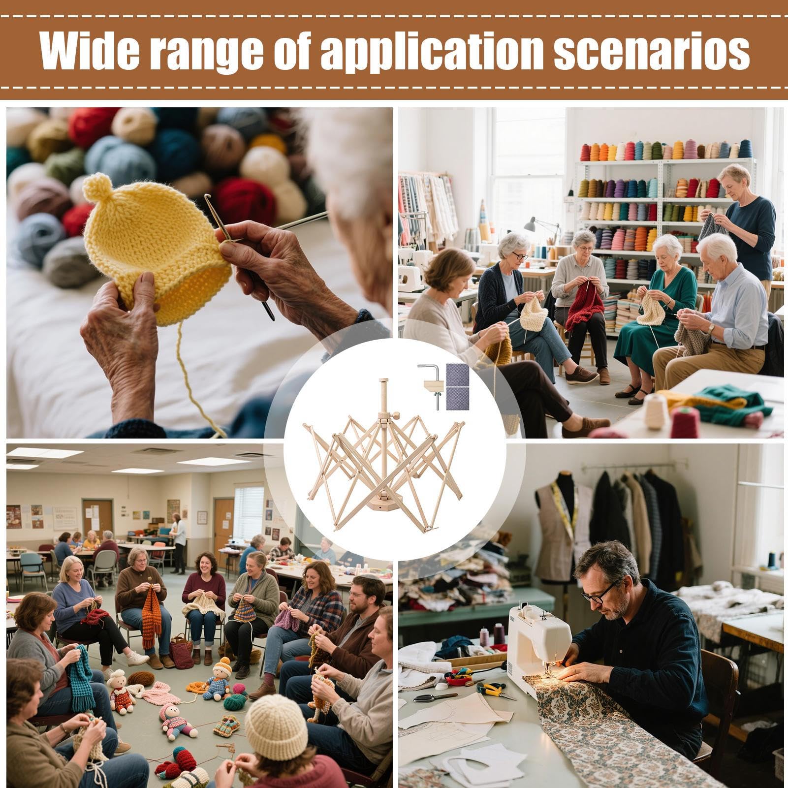 Garnschirm - Holzschirm Garnwickler – Häkelgarne Spinner-Werkzeug, Strickgarn-Twister | Handgefertigtes Faser-Wickelzubehör-Gerätesystem, elegante Bastelgeschenk-Lösung