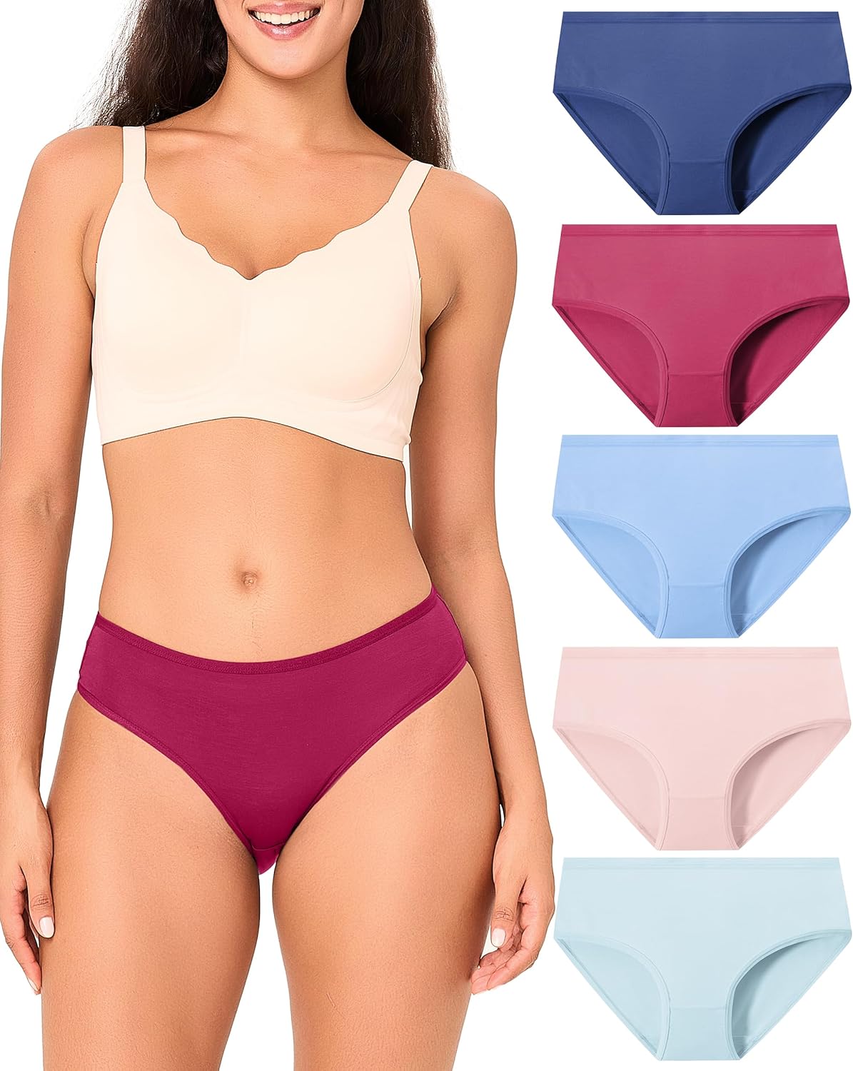 BAMBOO COOL Women's Underwear Briefs for Women Lightweight Ladies Panties Moisture-Wicking Stretchy Soft Breathable 5-pack