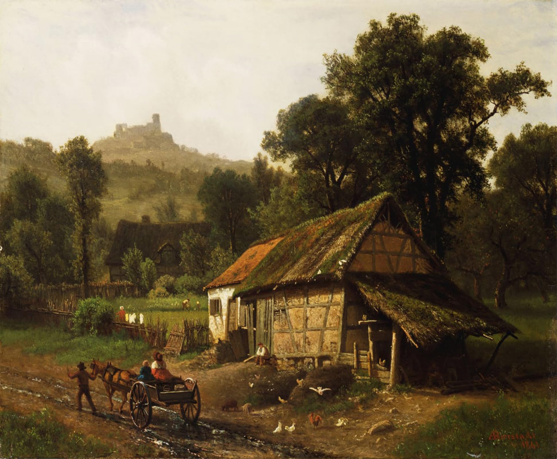 POSTERIIk Vintage Classic Picture Landscape Artwork In the Foothills by Albert Bierstadt Portrait Canvas Painting for Office Home Decor 60x90cm