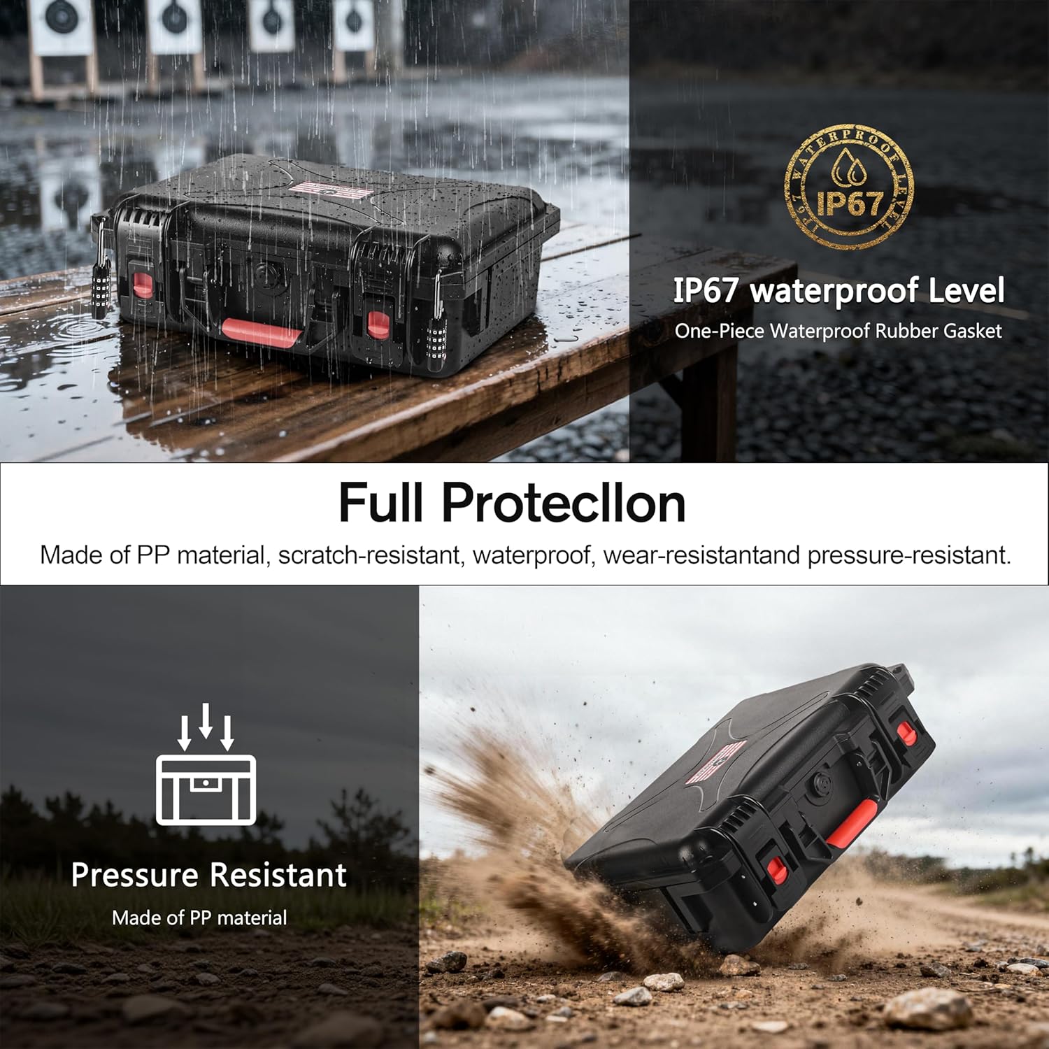 Kinghardcase Gun Case for Handguns TSA Approved Firearm Travel Case Pistol Case Hard Shell Handgun Case Glock Cases DIY Waterproof & Shockproof Lockable 9mm Pistol Cases